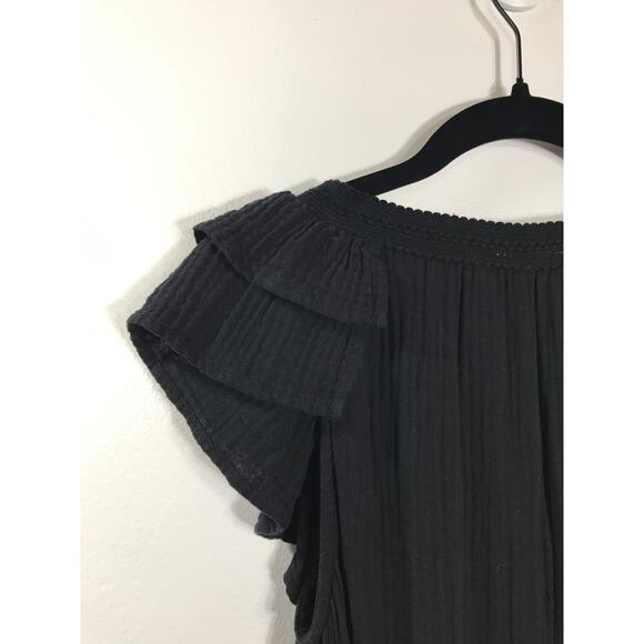Sundays Gauze Ruffle Maxi Sundress Black Dress Women's S Cute Airy 100% Cotton - Picture 9 of 12